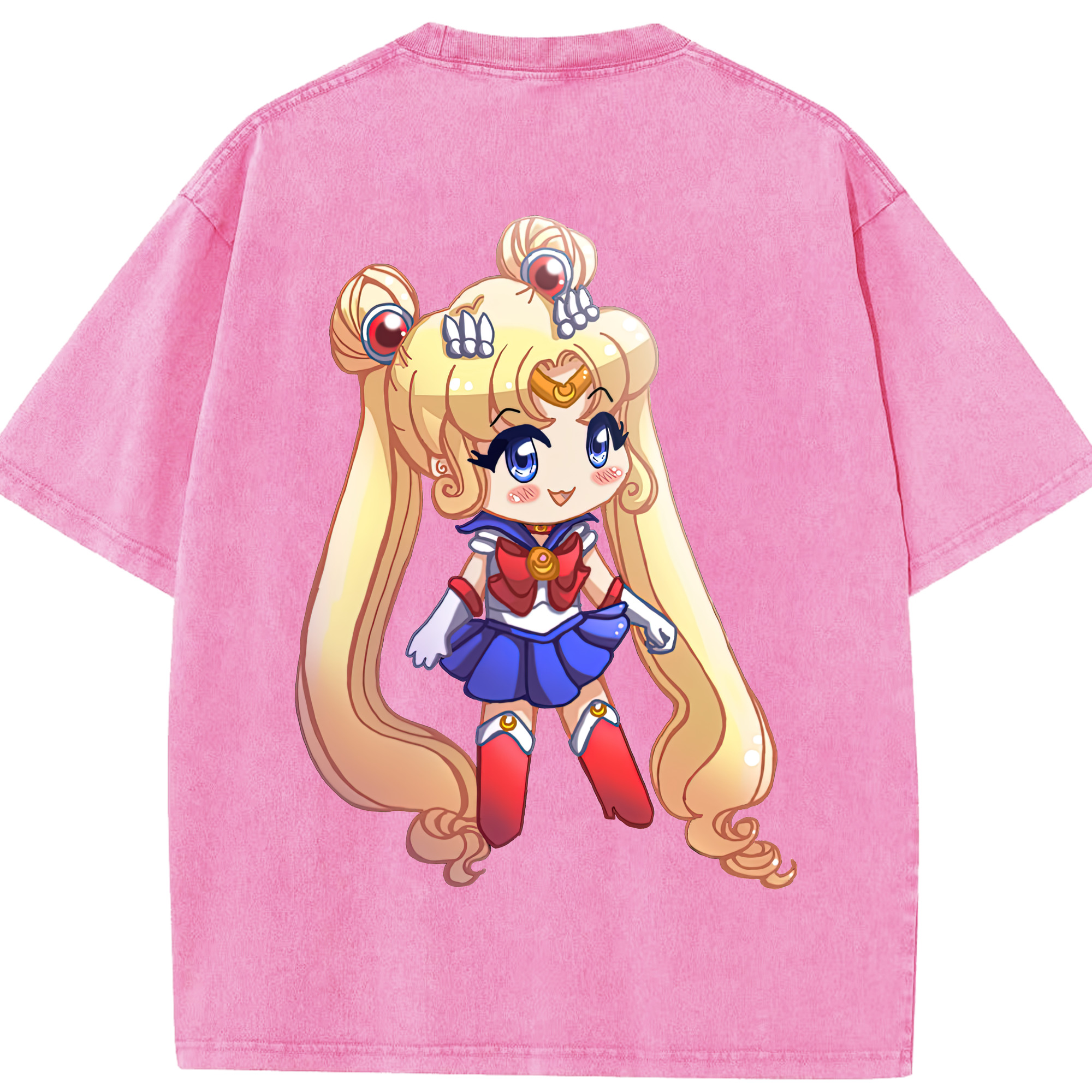 （画像用） 美少女戦士セーラームーン 月野 うさぎ つきの うさぎ Sailor Moon Tsukino Usagi 綿100% ヴィンテージ風 半袖Tシャツ（背面プリント）